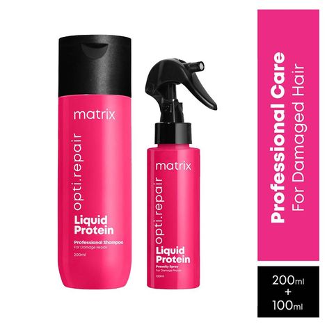 Matrix Opti.Repair Shampoo + Spray | With Liquid Protein | For Damaged Hair (200 ml + 100 ml)