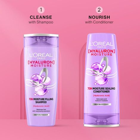 L'Oreal Paris Hyaluron Moisture Hair Care Duo 1 (Hyaluron Moisture 72H Moisture Shampoo (180ml), Hyaluron Moisture 72H Moisture Conditioner (180ml))