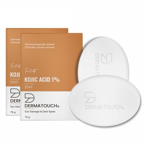 DERMATOUCH Kojic Acid 1% Soap with Glutathione | For Pigmentation & Sun damage | Soap for Men & Women | Suitable for All Skin Types | 75g * 2 = 150g