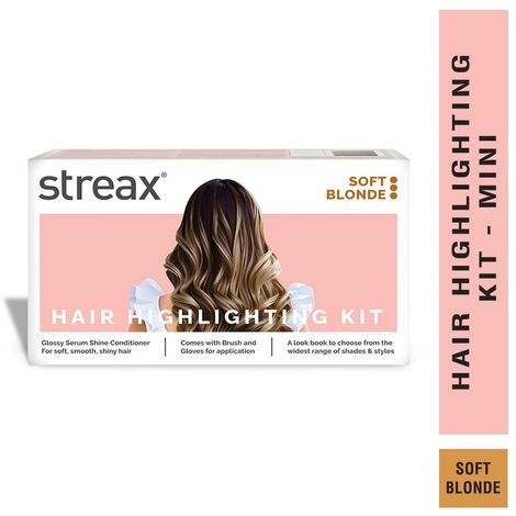 Streax Hair Colour Highlight Kit | Blonde Hair Colour, Soft Blonde - Pack of 1 I Enriched with Walnut & Argan Oil I Hair Colour for Women | Rich, vibrant, Easy to use, DIY Application (75 gm)