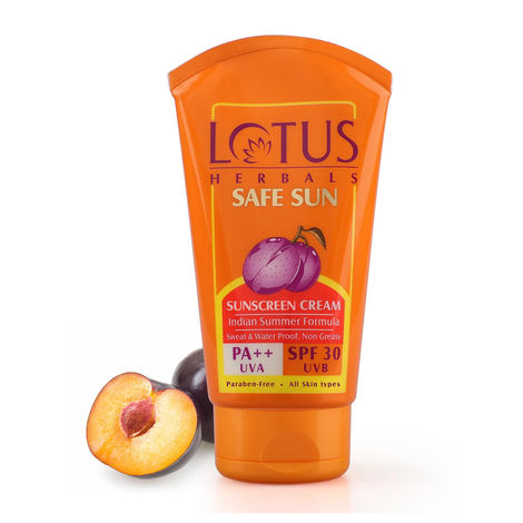 Lotus Herbals Safe Sun Sunscreen Cream - Indian Summer Formula | SPF 30 | PA++ | Non-Greasy | Sweat & Water Resistant | 50g