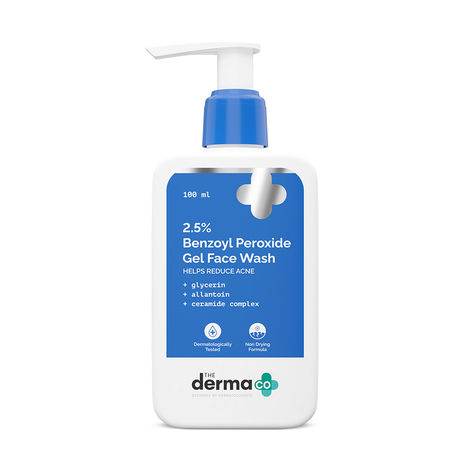 The Derma Benzoyl Peroxide Gel Face Wash 100 ml Fights Acne  Inflammation Non-Drying Formula Safe Effective