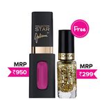 Buy L'Oreal Paris Collection Star Lipstick Mat Julianne PINK Magnolia CPM12 (6.5 ml) + Free L'Oreal L'Oreal Paris Color Riche Les Top Coats Gold 920 - Purplle