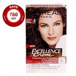 Buy L'Oreal Paris Excellence Creme Natural Dark Brown 4 (72 ml + 100 g) Rs.60 OFF - Purplle