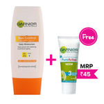 Buy Garnier Skin Naturals Sun Control Moisturizer SPF-15 (50 ml) + Garnier Skin Naturals Pure Active Neem Face Wash (50 g) FREE - Purplle