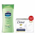 Buy Vaseline Intensive Care Aloe Soothe Lotion (300 ml) + 2 Dove Cream Beauty Bathing Bar (50 g ) FREE - Purplle
