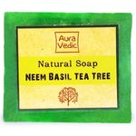 Buy Auravedic Natural Soap Neem Basil Tea Tree (100 g) - Purplle
