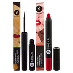 Buy SUGAR Cosmetics Eye Told You So! Smudgeproof Eyeliner + Matte As Hell Crayon Lipstick - 01 Scarlett O'Hara (Red) Value Set - Purplle
