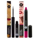 Buy SUGAR Cosmetics Eye Told You So! Smudgeproof Eyeliner + Matte As Hell Crayon Lipstick - 02 Mary Poppins (Fuchsia) Value Set - Purplle
