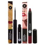 Buy SUGAR Cosmetics Eye Told You So! Smudgeproof Eyeliner + Matte As Hell Crayon Lipstick - 03 Poison Ivy (Wine) Value Set - Purplle