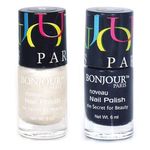 Buy Bonjour Paris Premium Nail Polish - Pearl White/ Jet Black (200 g) - Purplle