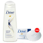 Buy Dove Hair Therapy Intense Repair Shampoo (340 ml) + 2 Dove Soap FREE - Purplle