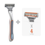 Buy Waytoshave The Omega 3 Blade Mens Shaving Razor (Pack Of 1 Razor Handle + 4 Cartridges) - Purplle