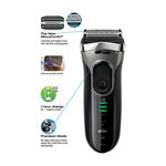 Buy Braun Series 3 3050CC Electric Shaver For Men  (Black, Red) - Purplle