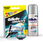 Buy Gillette Mach 3 Manual Shaving Razor Blades (Cartridge) 8s pack + Gillette Mach Gel (70 g) (Super Saver pack) - Purplle