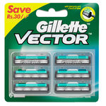 Buy Gillette Vector plus Manual Shaving Razor Blades (Cartridge) 6s pack - Purplle