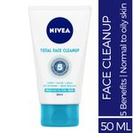 Buy NIVEA Face Wash Total Face Clean Up 50ml - Purplle