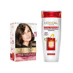 Buy L'Oreal Paris Excellence Creme Natural Dark Brown 4 (72 ml + 100 g) + L'Oreal L'Oreal Paris Total Repair 5 Repairing Shampoo (175 ml) - Purplle