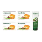 Buy Medimix Sandal Soap (75 g) (Pack Of 4) + Face Wash (100 ml) - Purplle