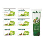 Buy Medimix Glycerine Moisturising Soap (75 g) (Pack of 6) + Face Wash (100 ml) - Purplle