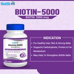 Buy Healthvit Biotino-5000 Biotin 5000mcg 60 Capsules - Purplle