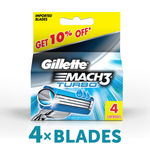 Buy Gillette Mach 3 Turbo Manual Shaving Razor Blades (Cartridge) 4s pack - Purplle