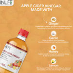 Buy INLIFE Apple Cider Vinegar with Garlic, Ginger, Lemon, Honey & Mother of Vinegar, Raw, Unfiltered, Unpasteurized Supplement – 500 ml - Purplle