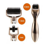 Buy Elmask 3 In 1 Golden 180(0.5Mm), 600(1.0Mm) & 1200(1.5Mm) Titanium Micro Needles Skin Care Dermaroller With Changeable Head - Purplle