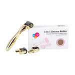 Buy Elmask 3 In 1 Golden 180(0.5Mm), 600(1.0Mm) & 1200(1.5Mm) Titanium Micro Needles Skin Care Dermaroller With Changeable Head - Purplle