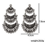Buy Crunchy Fashion "The Tribal Muse" Collection Boho Style Carved Flower Oxidised Silver Earrings - Purplle