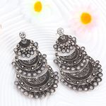 Buy Crunchy Fashion "The Tribal Muse" Collection Boho Style Carved Flower Oxidised Silver Earrings - Purplle