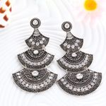 Buy Crunchy Fashion "The Tribal Muse" Collection Oxidized Silver Fan Shaped Earrings - Purplle