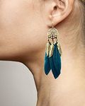 Buy Crunchy Fashion "The Tribal Muse" Oxidized Gold Feather Drop Earrings - Purplle