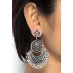 Buy Crunchy Fashion "The Tribal Muse" Oxidized Silver Chandbali Earrings - Purplle