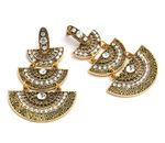 Buy Crunchy Fashion Antique Gold Fan Shaped Chandelier Earrings For Girls - Purplle