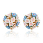 Buy Crunchy Fashion Aqua-White Floret Stud Earrings For Girls - Purplle