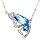 Buy Crunchy Fashion Austrain Crystal Blue Butterfly Necklace - Purplle