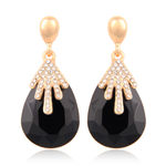 Buy Crunchy Fashion Black Crystal Droplet Earrings For Women - Purplle