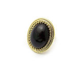 Buy Crunchy Fashion Black Stone Ring - Golden Plating - Purplle