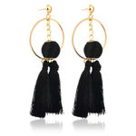 Buy Crunchy Fashion Black Tassel Hoop Earrings - Purplle
