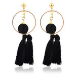 Buy Crunchy Fashion Black Tassel Hoop Earrings - Purplle