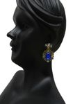 Buy Crunchy Fashion Blue Crystal Hanging Earrings - Purplle