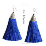 Buy Crunchy Fashion Blue Long Tassel Earrings For Women - Purplle