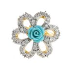 Buy Crunchy Fashion Blue Rose Ad Stone Ring - Purplle