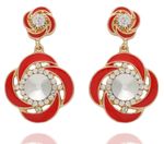 Buy Crunchy Fashion Red Gold Plated Dangler Earrings - Purplle