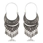 Buy Crunchy Fashion Oxidised Silver Fan Shaped Chandelier Earrings For Girls - Purplle