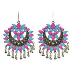 Buy Crunchy Fashion Oxidised Silver Multicolored Afghan Earrings For Women - Purplle