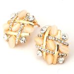 Buy Crunchy Fashion Austrian Crystal Blue-Gold Stud Earrings - Purplle