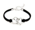 Buy Crunchy Fashion Connected Heart Black Leatherette Bracelet - Purplle