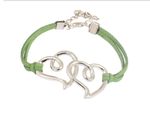 Buy Crunchy Fashion Connected Heart Green Leatherette Bracelet - Purplle